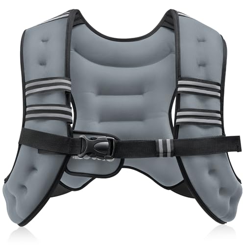 ZELUS Weighted Vest, 6lb/8lb/12lb/16lb/20lb/25lb/30lb Weight Vest with Reflective Stripe for Workout, Strength Training, Running, Fitness, Muscle Building, Weight Loss, Weightlifting, Grey(8 lb) - Image 1