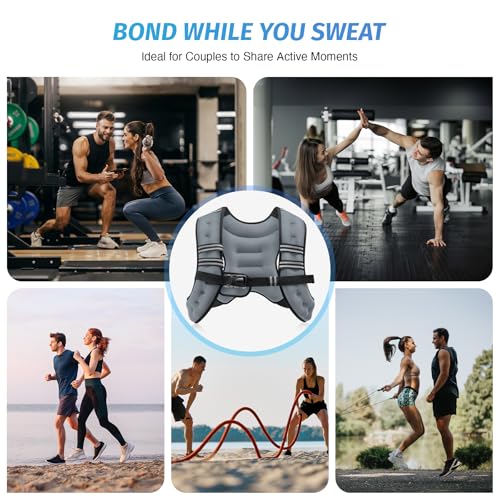 ZELUS Weighted Vest, 6lb/8lb/12lb/16lb/20lb/25lb/30lb Weight Vest with Reflective Stripe for Workout, Strength Training, Running, Fitness, Muscle Building, Weight Loss, Weightlifting, Grey(8 lb) - Image 4