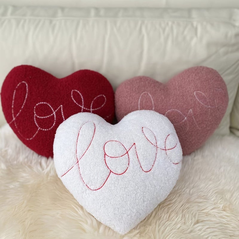 White Love Heart Shape Pillow 12.99x12.2x5.12inch With Core - Image 2