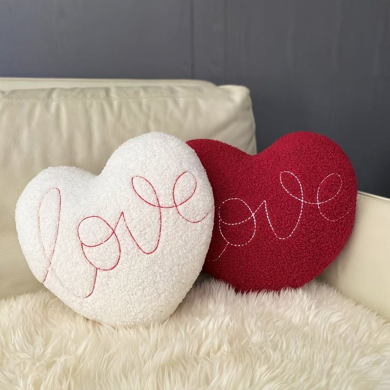 White Love Heart Shape Pillow 12.99x12.2x5.12inch With Core - Image 4