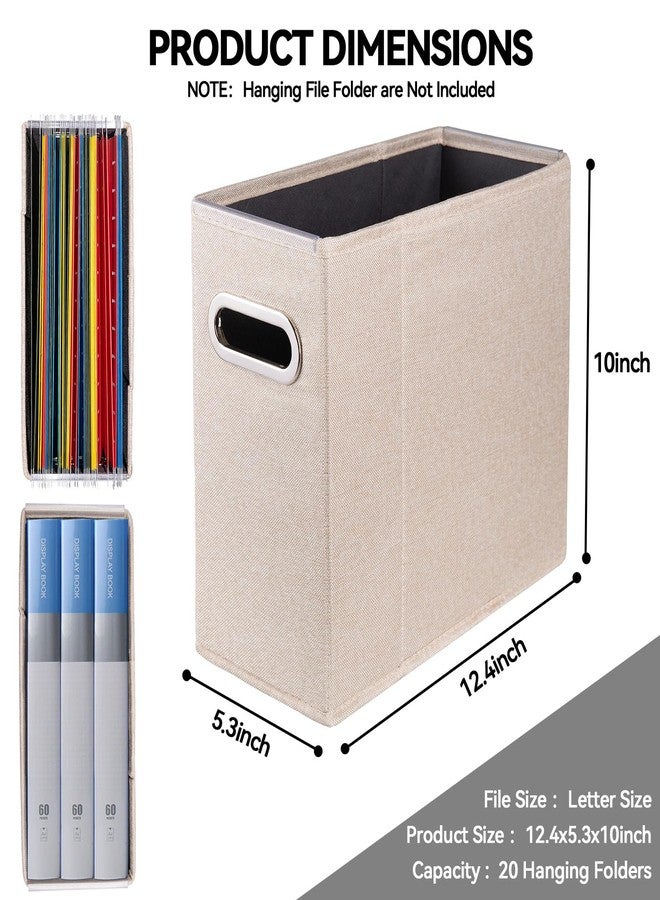 Comfortkeeper 4 Packs Letter Size File Organizer, File Folders Organizer, Fabric Storage Box, Collapsible Paper Organizer with Metal Handle, Smooth PVC Rails, Only Box (Beige) - Image 2