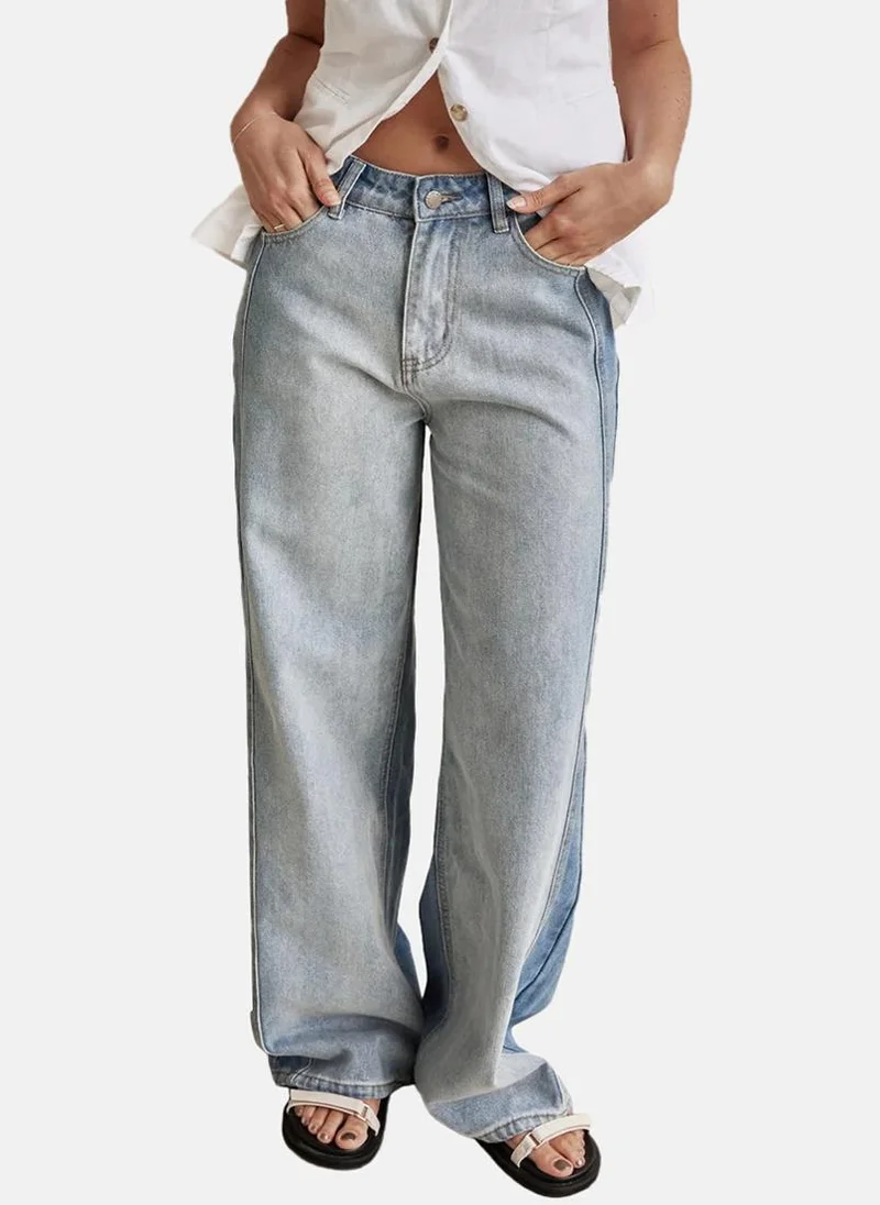 يونيكي Blue Straight Fit Clean Look Mid-Rise Jeans
