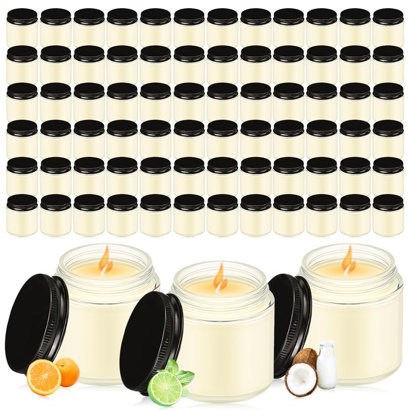 MTLEE 72 Pcs Mini Mason Jar Candles Favors Bulk 4 oz Small Scented Jar Candles with Lids for Birthday Wedding Party GiftLemon Citrus Coconut Milk