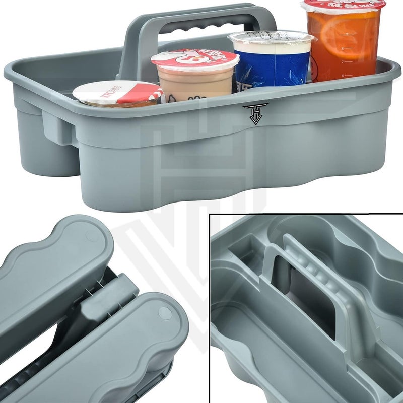 KR STORE Caddy Bucket New Model 2Compartment Industrial Caddy Bucket Bathroom Caddy Organizer Basket Bathroom Organizer Basket Tool Organizer for Cleaning Bathroom Windows Grey - Image 4