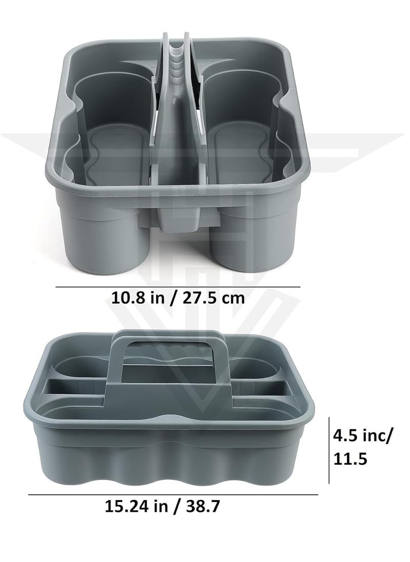 KR STORE Caddy Bucket New Model 2Compartment Industrial Caddy Bucket Bathroom Caddy Organizer Basket Bathroom Organizer Basket Tool Organizer for Cleaning Bathroom Windows Grey - Image 2