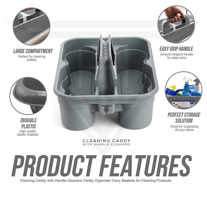 KR STORE Caddy Bucket New Model 2Compartment Industrial Caddy Bucket Bathroom Caddy Organizer Basket Bathroom Organizer Basket Tool Organizer for Cleaning Bathroom Windows Grey - Image 3