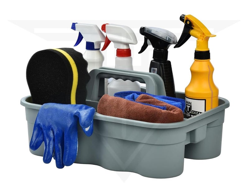 KR STORE Caddy Bucket New Model 2Compartment Industrial Caddy Bucket Bathroom Caddy Organizer Basket Bathroom Organizer Basket Tool Organizer for Cleaning Bathroom Windows Grey - Image 5