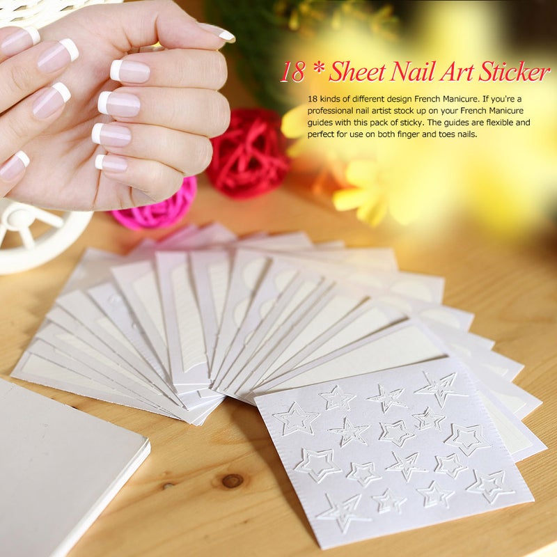 18Pack Different Design French Manicure Nail Art Tip Guides Forms Sticker Fringe Guides Sticker DIY Stencil - Image 3