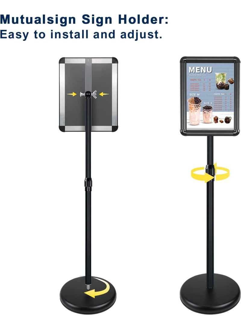 توريسيك حامل لافتات، حامل ملصقات قابل للتعديل، حامل قائمة من الألومنيوم بإطار قابل للانزلاق مع زاوية أمان، حاملات عرض أرضية قابلة للاستبدال للإعلانات، عمودية وأفقية - Image 3