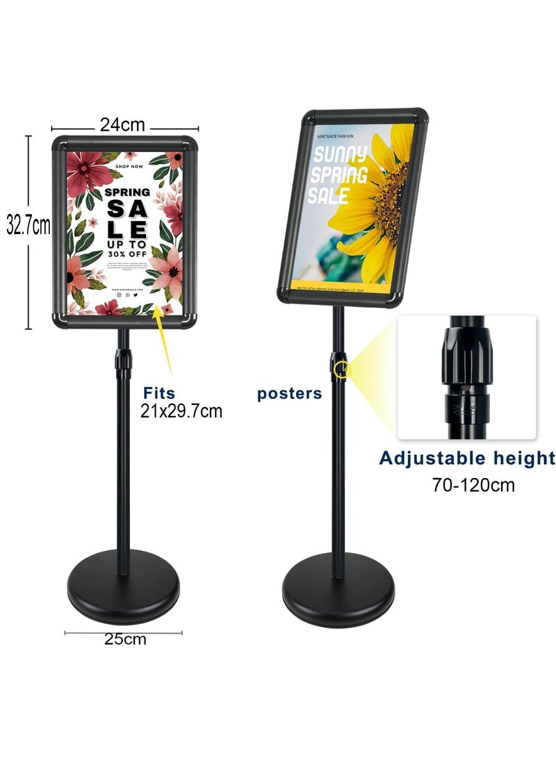 توريسيك حامل لافتات، حامل ملصقات قابل للتعديل، حامل قائمة من الألومنيوم بإطار قابل للانزلاق مع زاوية أمان، حاملات عرض أرضية قابلة للاستبدال للإعلانات، عمودية وأفقية - Image 2