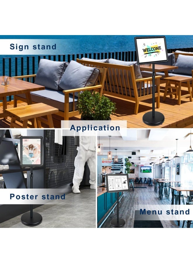 توريسيك حامل لافتات، حامل ملصقات قابل للتعديل، حامل قائمة من الألومنيوم بإطار قابل للانزلاق مع زاوية أمان، حاملات عرض أرضية قابلة للاستبدال للإعلانات، عمودية وأفقية - Image 5