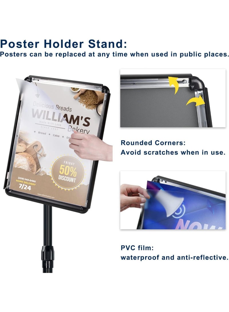 توريسيك حامل لافتات، حامل ملصقات قابل للتعديل، حامل قائمة من الألومنيوم بإطار قابل للانزلاق مع زاوية أمان، حاملات عرض أرضية قابلة للاستبدال للإعلانات، عمودية وأفقية - Image 4