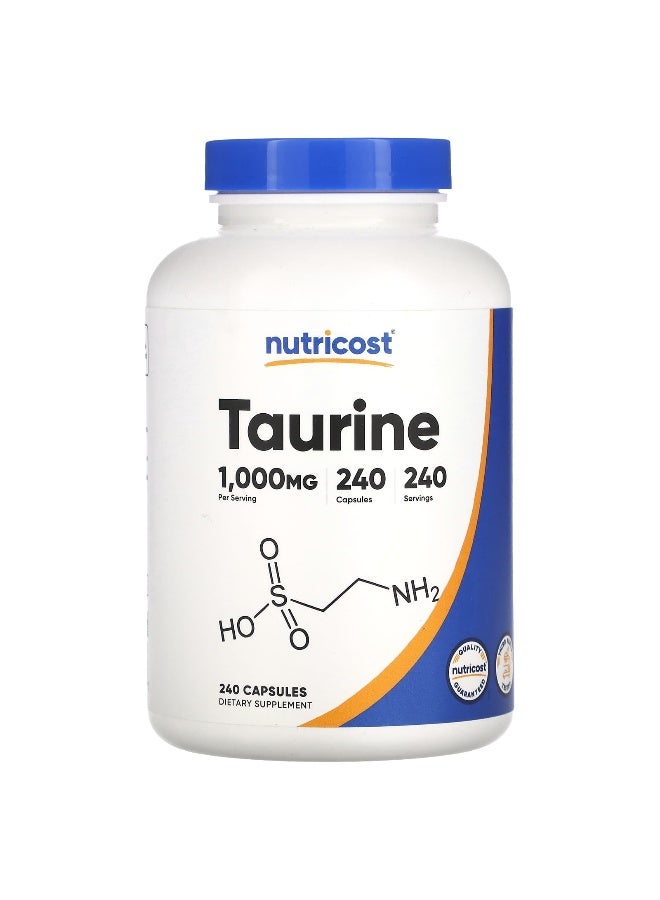 Nutricost, Taurine, 1,000 mg, 240 Capsules - Image 1