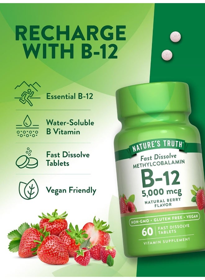Nature's Truth B12 Vitamin 5000 Mcg | 60 Tablets | Fast Dissolve Natural Berry Flavor | Vegetarian, Non-Gmo & Gluten Free - Image 5
