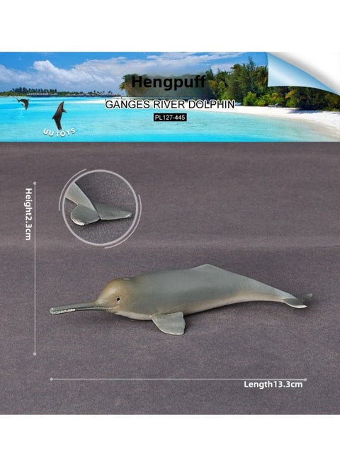 Simulation Ocean Model Animal Set Great White Shark Megalodon Dolphin Shark Toy Children Solid Plastic Ornaments-Color:PL127-445 Ganges Puffer Dolphin