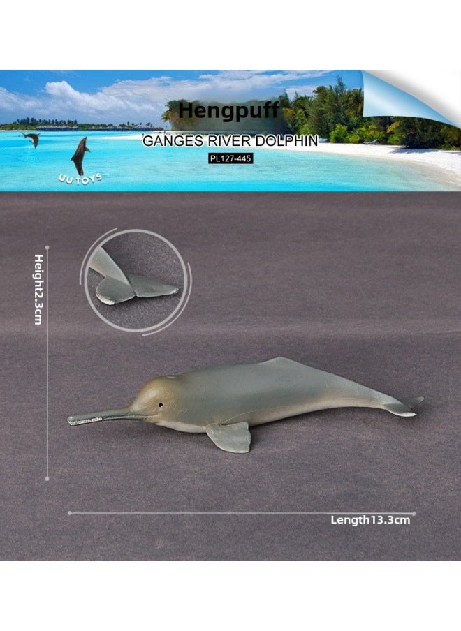 null - Simulation Ocean Model Animal Set Great White Shark Megalodon Dolphin Shark Toy Children Solid Plastic Ornaments-Color:PL127-445 Ganges Puffer Dolphin - Image 1