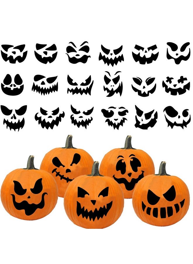 iMagitek 35 Pack Pumpkin Decorating Stickers, Halloween Pumpkin Face Stickers, Halloween Jack-O-Lantern Face Craft Decals for Halloween Party Favors Trick or Treat Party Decorations, Black - Image 1