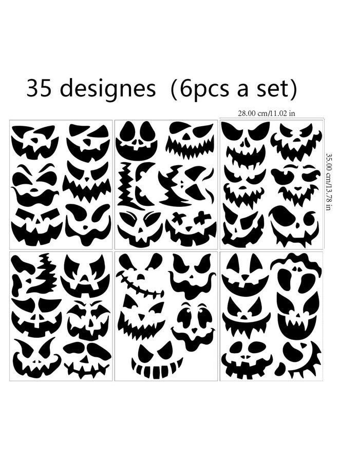 iMagitek 35 Pack Pumpkin Decorating Stickers, Halloween Pumpkin Face Stickers, Halloween Jack-O-Lantern Face Craft Decals for Halloween Party Favors Trick or Treat Party Decorations, Black - Image 2