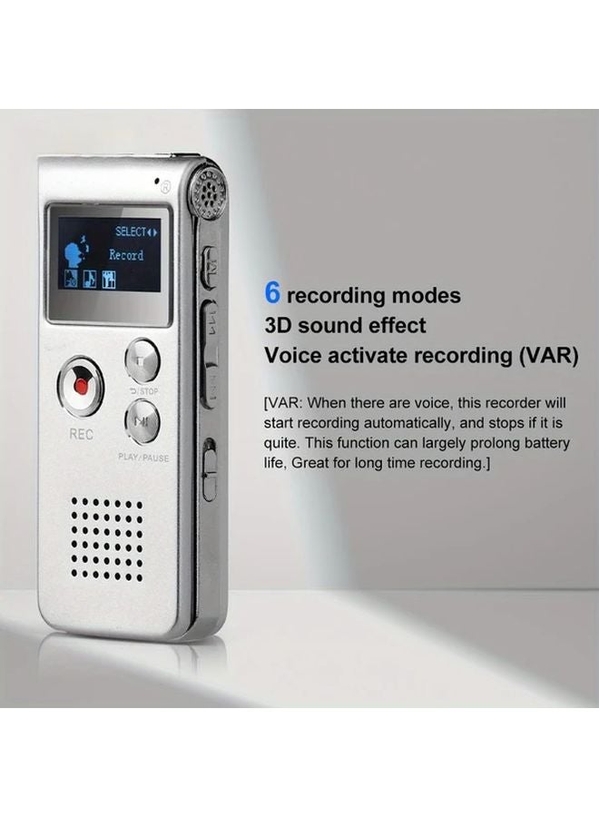 Black 8GB Digital Voice Recorder MP3 Player 6 Modes 650 Hours Recording - Image 2