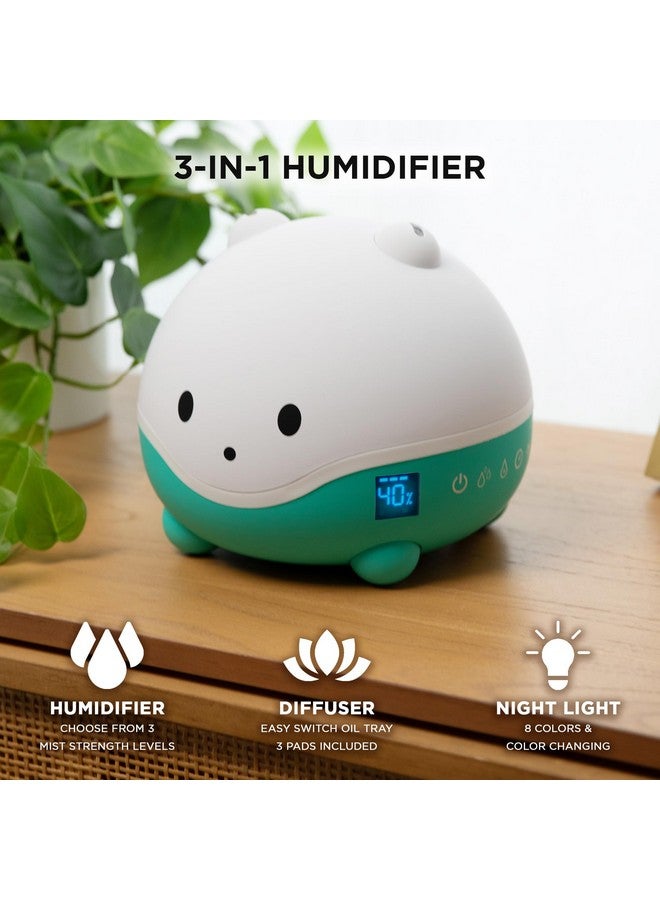 LittleHippo LittleHippo WISPI 3-in-1 Humidifier, Diffuser & Night Light for Baby/Kids - 3 Mist Strength, 7 LED Color Changing Lights, Essential Oil Tray for Aromatherapy - Cute Humidifiers for Bedroom/Nursery  - Image 2