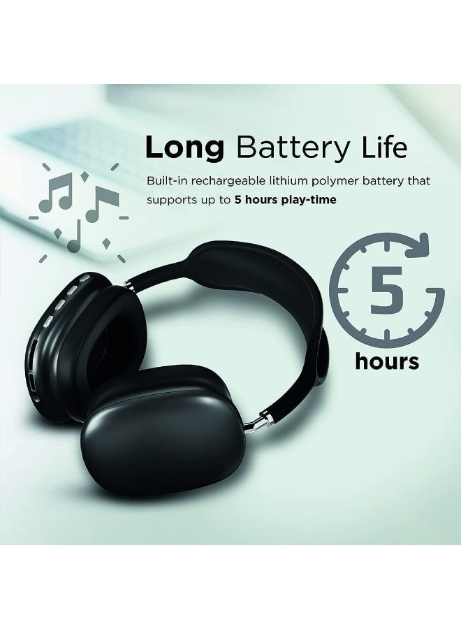 P9 Wireless Bluetooth Headphones - Over-Ear Foldable Headset with Built-In Microphone, Wireless Connectivity, Comfortable Ear Cushions and Portable Design, Black - Image 3
