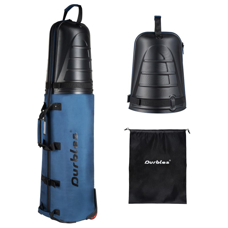 Durbles Golf Travel Bag with ABS Hard Shell Top â€“ Golf Bag with 1680D Waterproof Fabric, 7mm Padding & Wheels â€“ Golfing Accessories Travel Case for Airlines â€“ Fits Most Club Bags & Sports (Blue) - Image 1