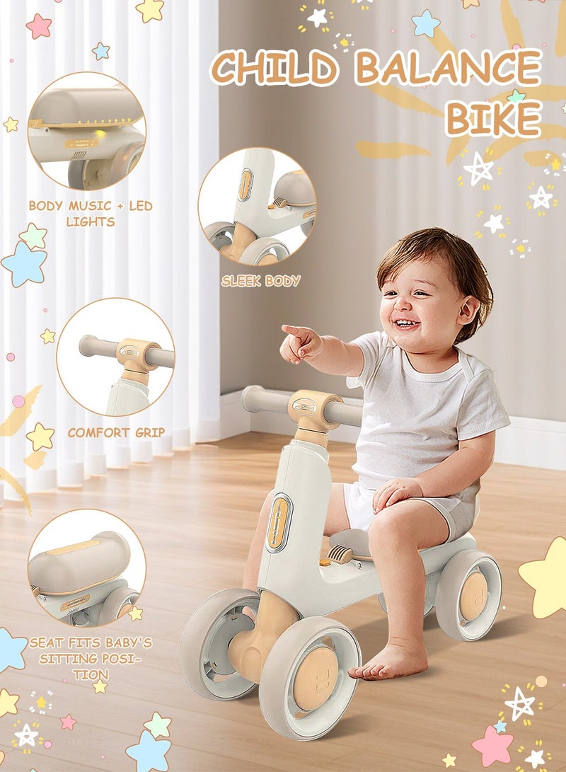 MaBaby دراجة توازن للأطفال، سيارة بأربع عجلات مع موسيقى وضوء، دراجة للأطفال في الداخل والخارج، للأطفال من 1-3 سنوات، - Image 3