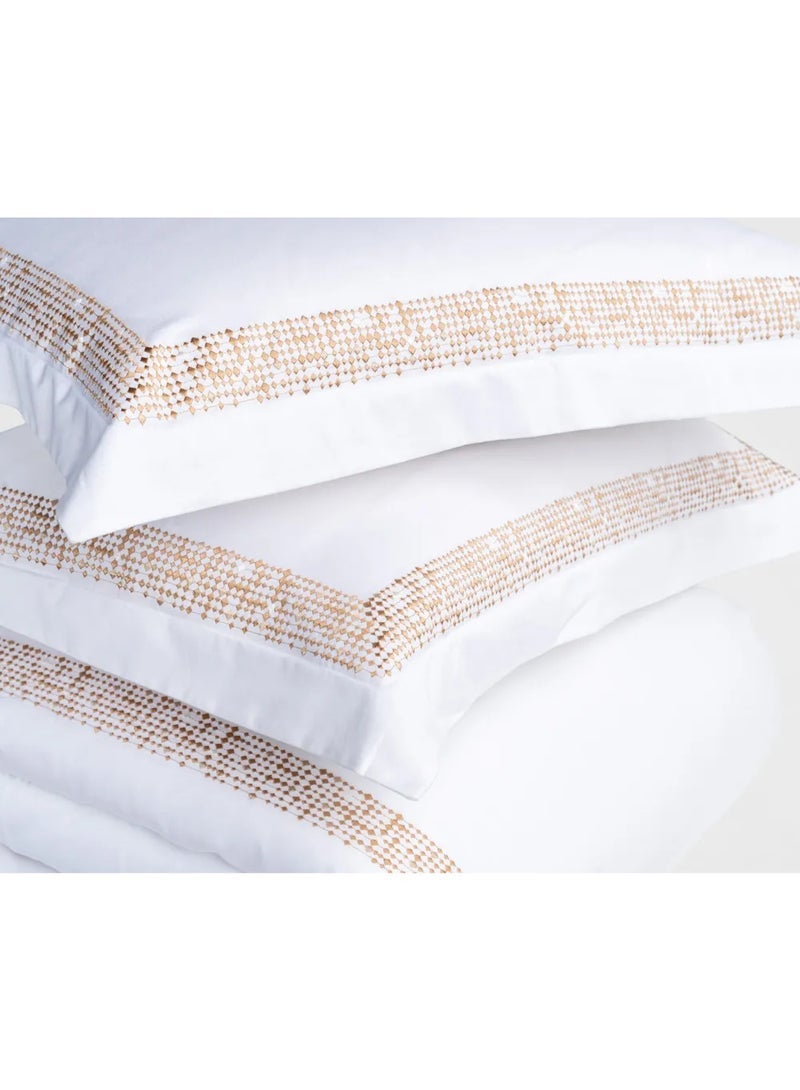 تو إكس إل هوم طقم غطاء لحاف أبيض ذهبي للمنزل - Image 2