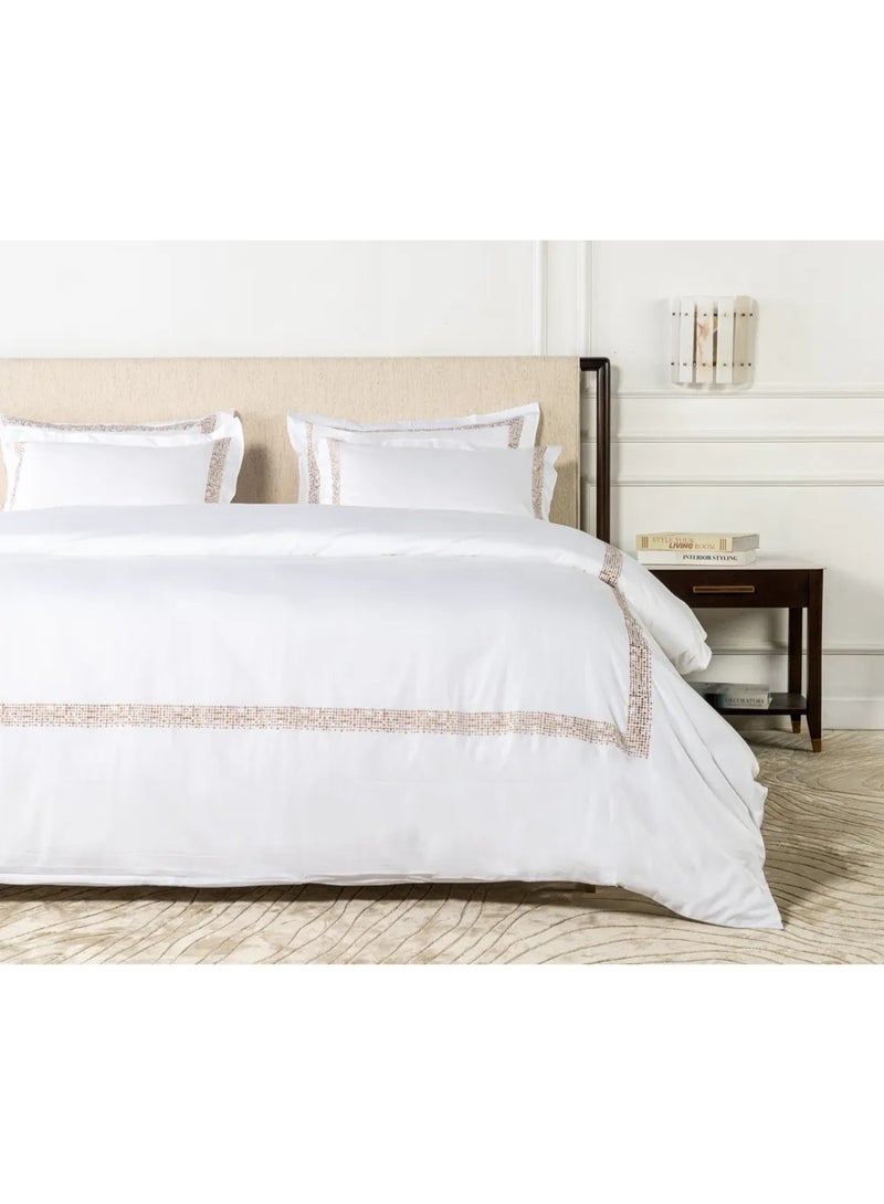 تو إكس إل هوم طقم غطاء لحاف أبيض ذهبي للمنزل - Image 3