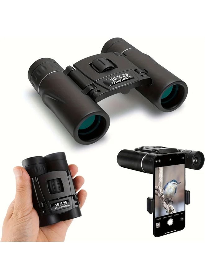 Black 10x25 Compact HD Binoculars Lightweight Wide Field for Travel Camping Concerts - Image 5