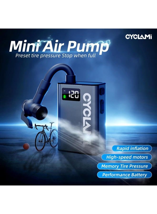 Cyclami Tiny Bike Tire Pump with Gauge, CYCLAMI Max 120PSI E1 Electric Bicycle Air Pump - Image 4