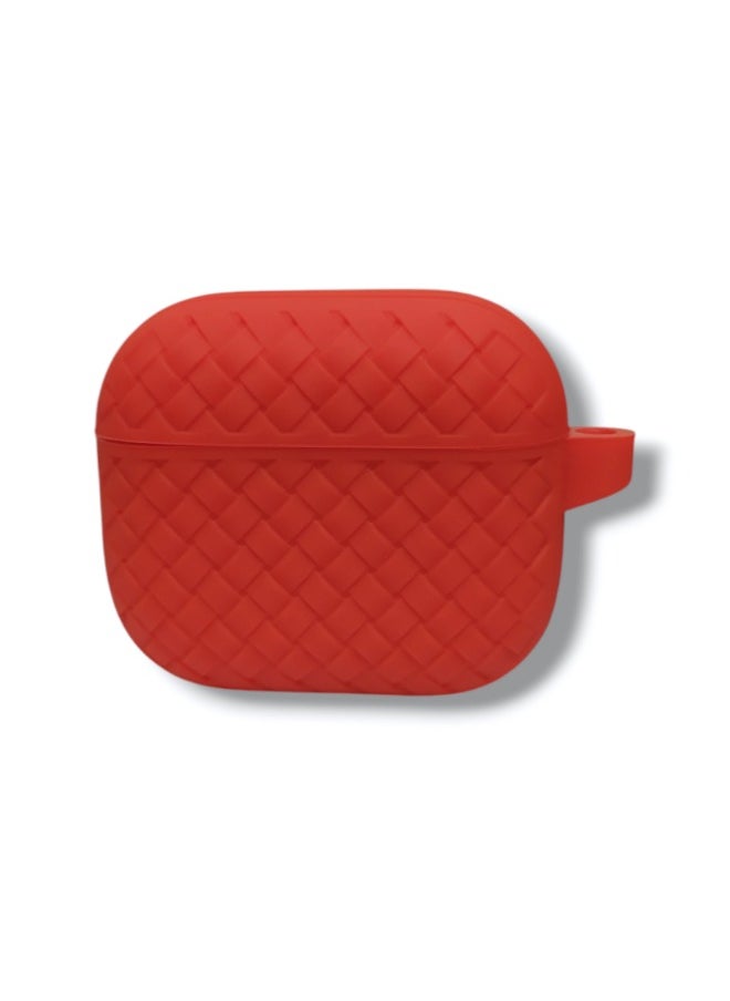 Generic - AirPods 3 Silicone Case with Stylish Ribbed Design - Red - Image 1