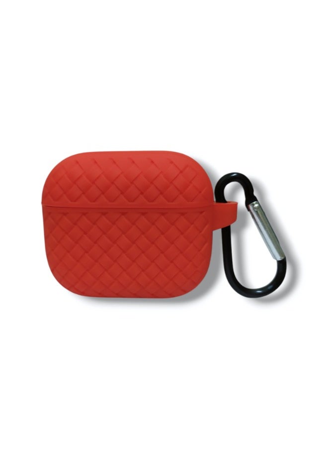 Generic - AirPods 3 Silicone Case with Stylish Ribbed Design - Red - Image 1