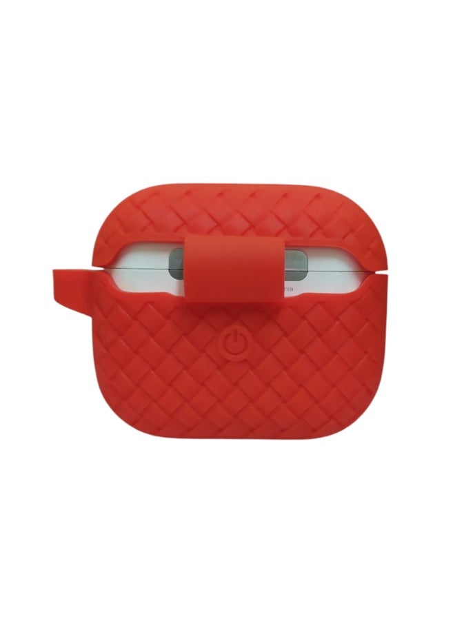 Generic - AirPods 3 Silicone Case with Stylish Ribbed Design - Red - Image 1