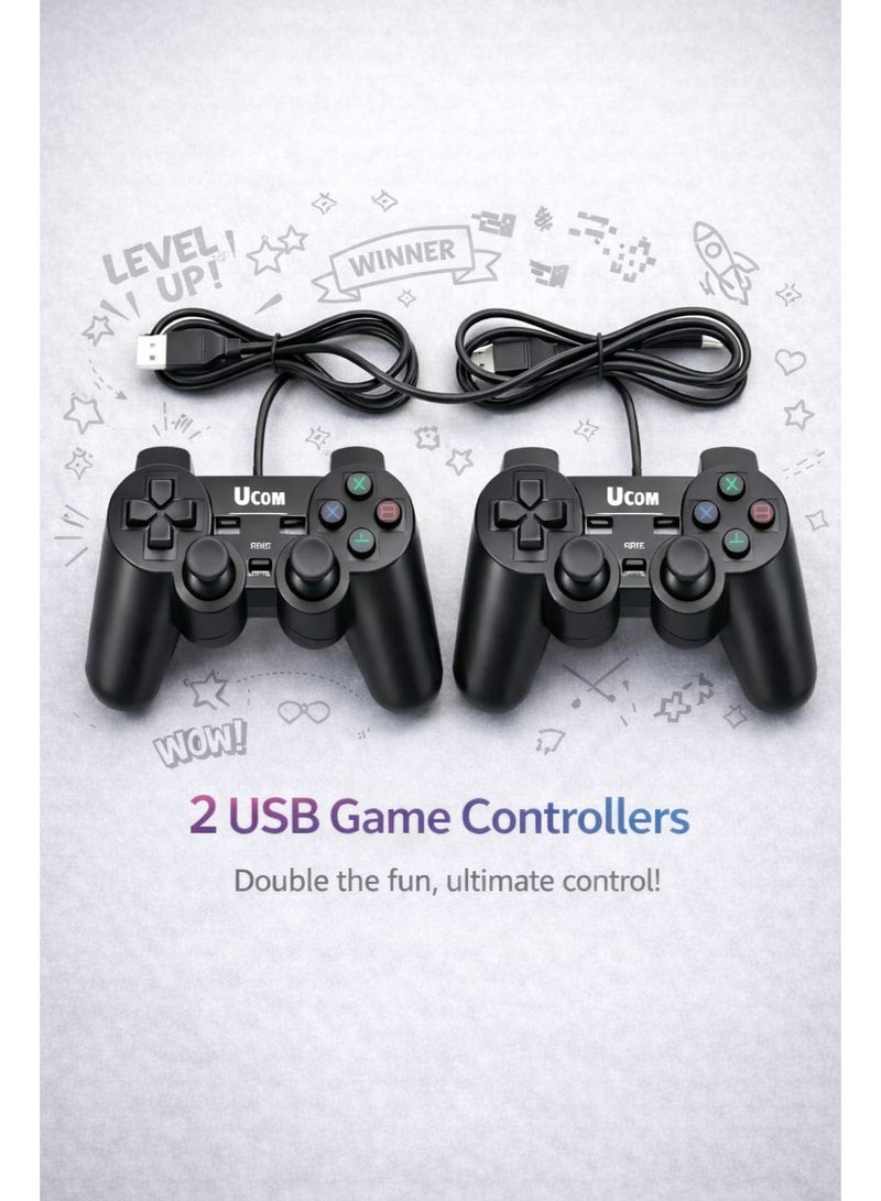 Ucom USB Wired Game Controller Set (2 PCS) – Dual Shock Gamepads for PC & Laptop | Plug & Play - Image 1