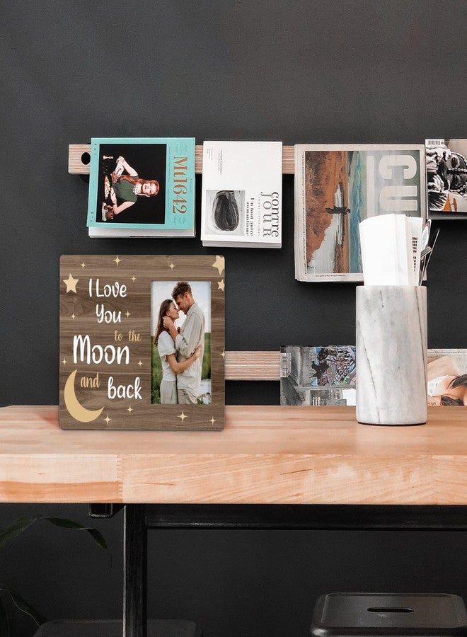 FONDCANYON I Love You To The Moon And Back Picture Photo Frame,Couples Love Picture Frames,Valentine Wedding Gifts For Girlfriend Boyfriend Husband Wife Him Her (4x6 Inch Photo) - Image 2