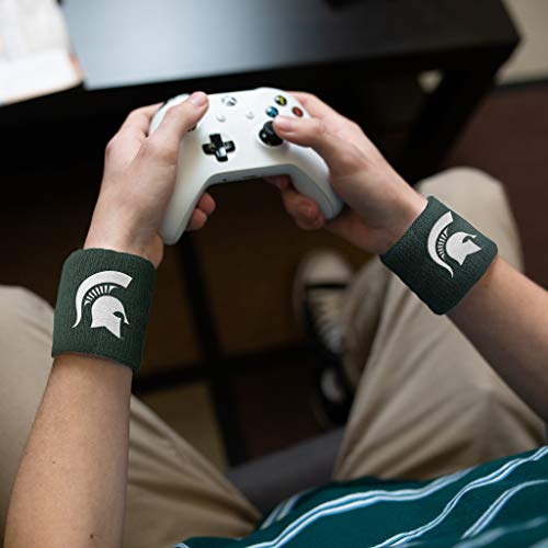 Suddora Michigan State University Wrist Sweatbands - Athletic Cotton Terry Cloth Wrist Bands for School Basketball, Tennis, Football, Baseball (Pair) - Image 4