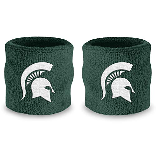 Suddora Michigan State University Wrist Sweatbands - Athletic Cotton Terry Cloth Wrist Bands for School Basketball, Tennis, Football, Baseball (Pair) - Image 1