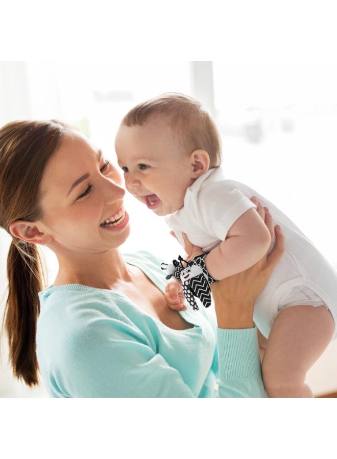 Bukela Baby Toys 0-6 Months, 4PCS Foot Finders & Wrist Rattles for Infants Newborn Toys, Black and White Sensory Toys, Rattle Socks Hand and Foot Rattles for 0-3 0-12 Months Birthday Shower Gifts - Image 2