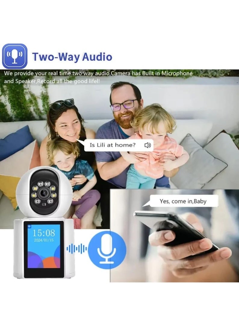 JORTAN 5MP Smart Video Call Camera with 2.8" LCD Display, Free Two-Way Video Calling, Auto Tracking, Motion Detection, Color & IR Night Vision, Mobile Alerts, HD Indoor Security Camera for Baby, Pet & Home Monitoring - Image 4