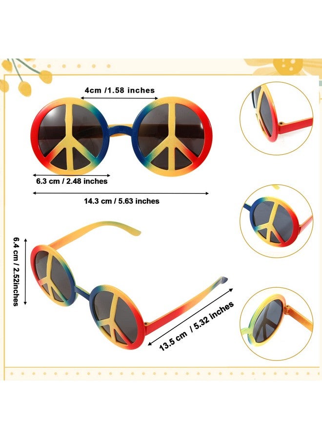 CHLINS 3 Pcs Women Hippie Costume Accessories Set Includes Hippie Sunglasses Flower Hippie Headband Peace Sign Necklace 60s 70s Outfits for Women(Sunflower)  - Image 3