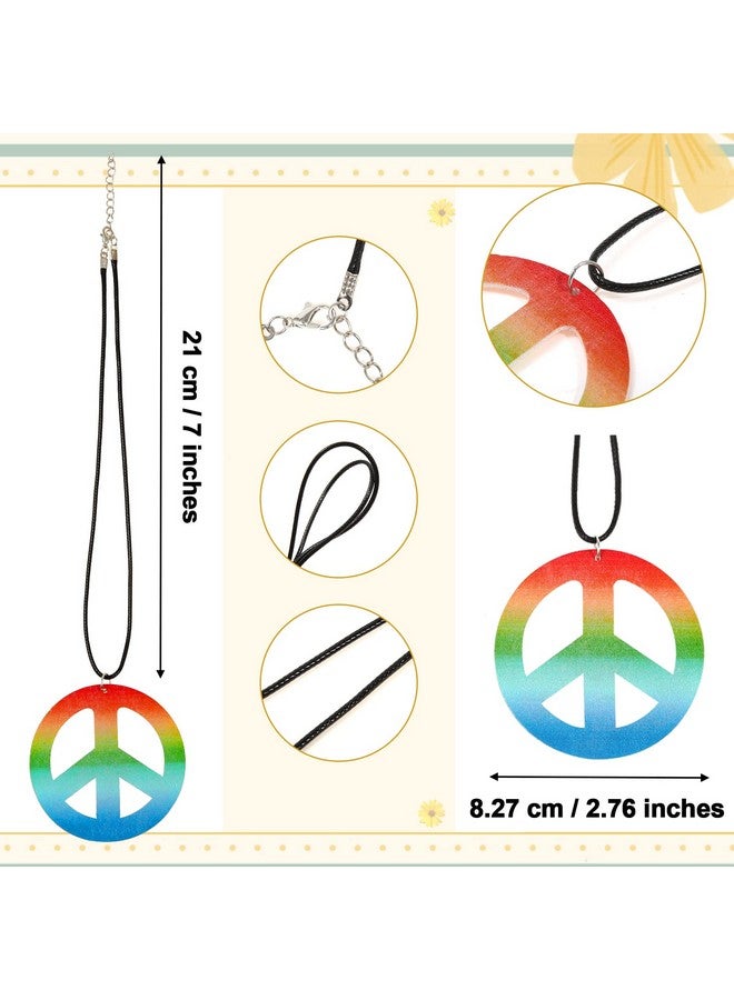 CHLINS 3 Pcs Women Hippie Costume Accessories Set Includes Hippie Sunglasses Flower Hippie Headband Peace Sign Necklace 60s 70s Outfits for Women(Sunflower)  - Image 4