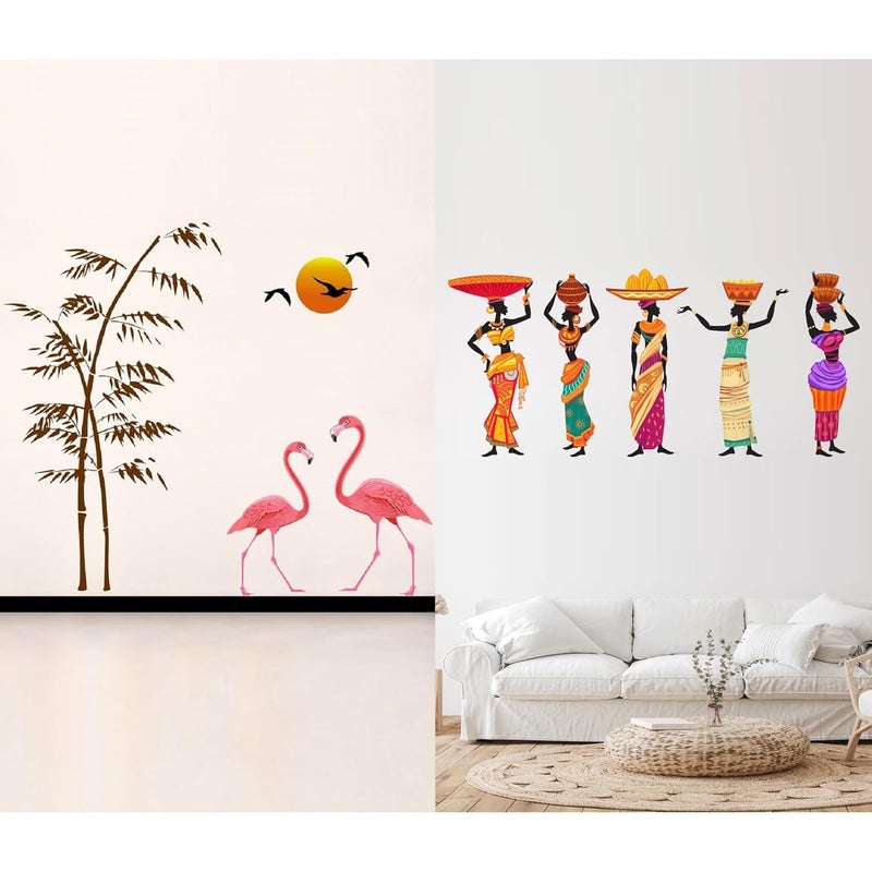 WALLBOOK Set of 2 Wall Stickers Sunset swan Love | Nigerian Lady for Home, Hall, Bedroom, Livingroom & Kitchen - Image 1