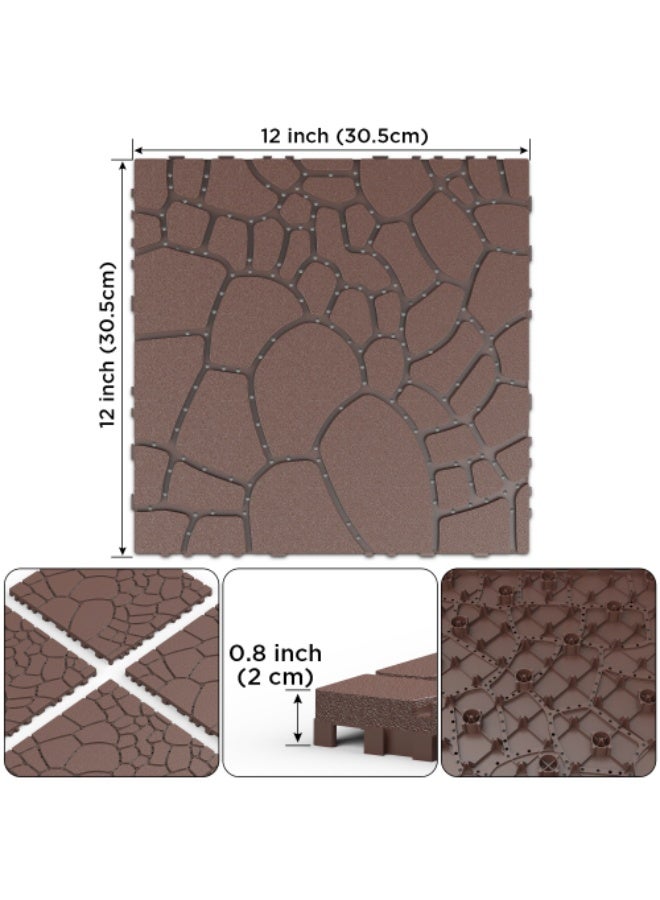 Interlocking Deck Tiles,  Patio Deck Tiles, 44 Pack Deck Tiles Interlocking Outdoor All Weather, 12"x12", 44 Sq. Ft, Highly Durable, Stylish, Non-Slip, Faster-Drying, Brown - Image 2