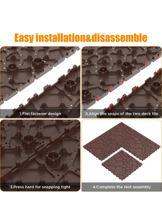 Interlocking Deck Tiles,  Patio Deck Tiles, 44 Pack Deck Tiles Interlocking Outdoor All Weather, 12"x12", 44 Sq. Ft, Highly Durable, Stylish, Non-Slip, Faster-Drying, Brown - Image 5