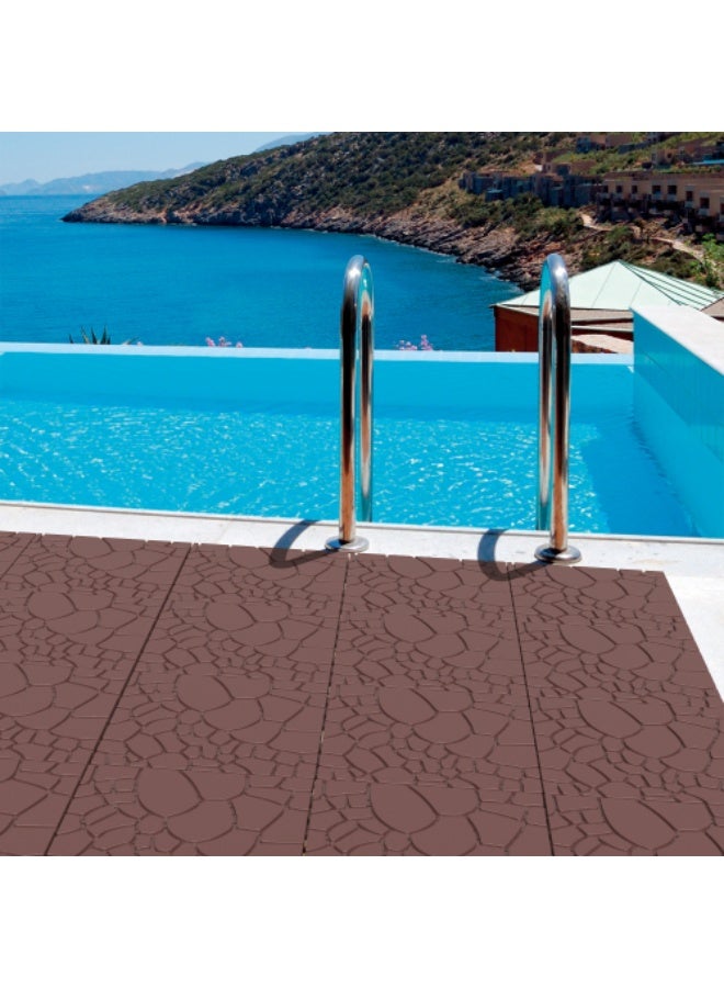 Interlocking Deck Tiles,  Patio Deck Tiles, 44 Pack Deck Tiles Interlocking Outdoor All Weather, 12"x12", 44 Sq. Ft, Highly Durable, Stylish, Non-Slip, Faster-Drying, Brown - Image 4