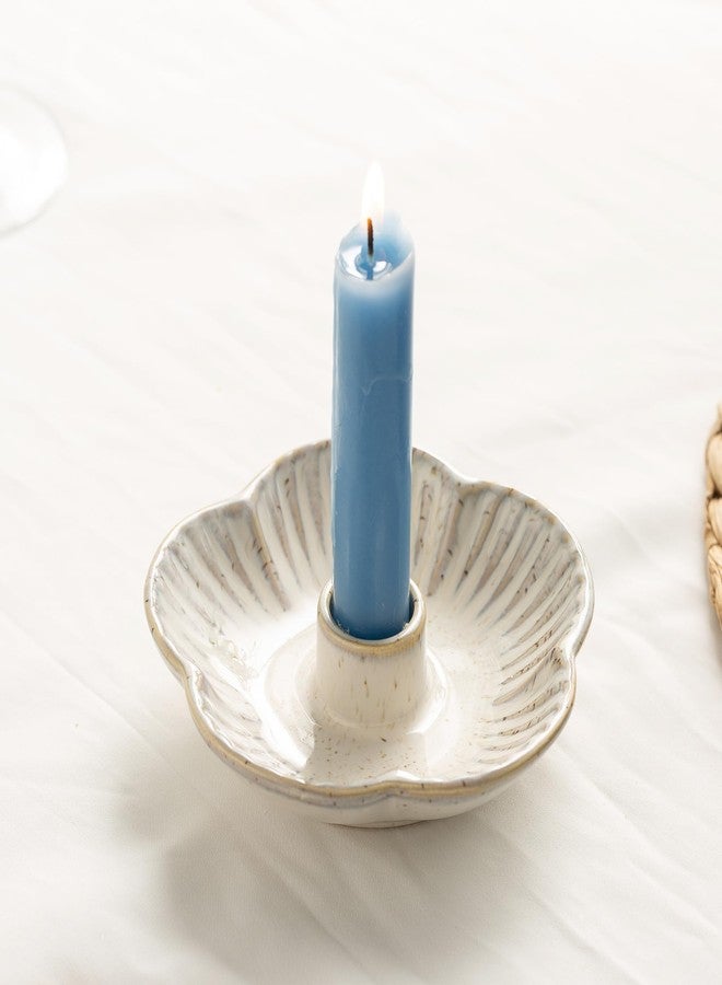 BEUNAIZER Ceramic Candle Holder, Candlestick Holder for Candles,Incense, Santo Palo, Rustic Vintage Home Decor for Halloween Christmas Weddings, Dining Room Table & Living Room Display (Vintage White) - Image 1