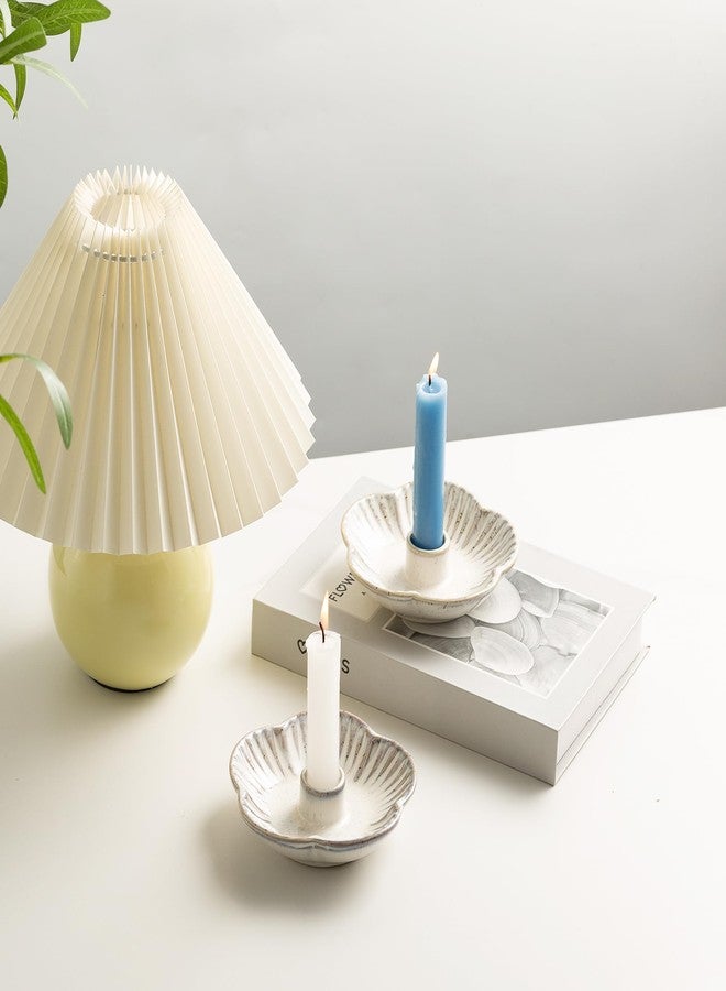 BEUNAIZER Ceramic Candle Holder, Candlestick Holder for Candles,Incense, Santo Palo, Rustic Vintage Home Decor for Halloween Christmas Weddings, Dining Room Table & Living Room Display (Vintage White) - Image 4