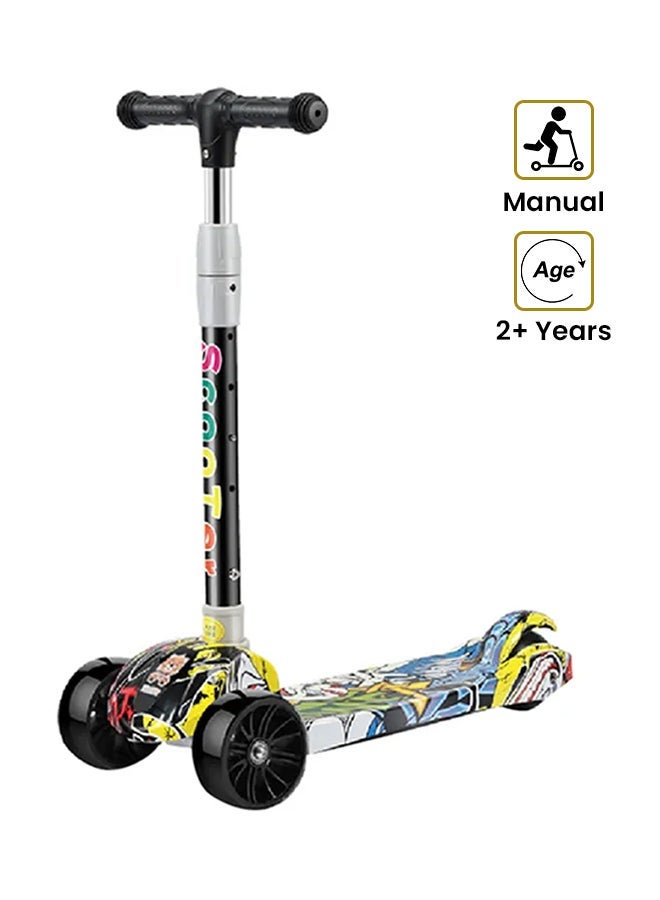 سكوتر قابل للطي بـ3 عجلات مع مقبض قابل للتعديل متعدد الألوان 58x25x73سم - Image 1