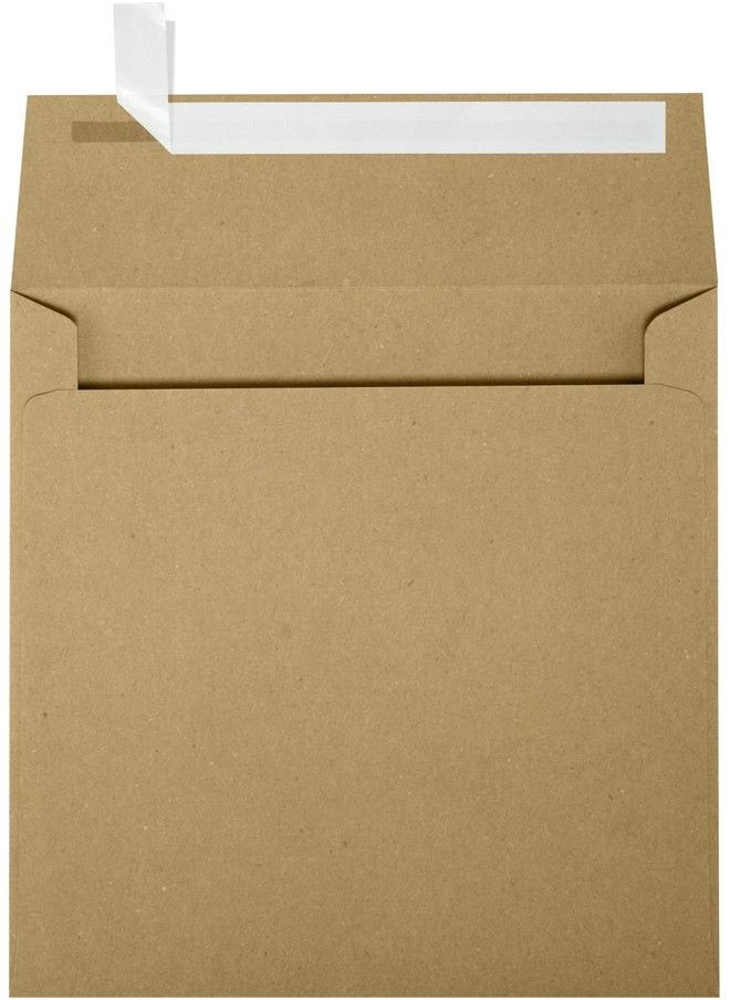 LUXPaper Square Invitation Envelopes ; Peel & Press ; 6 1 2" X 6 1 2" ; Grocery Bag Brown ; 70Lb. Text ; 50 Qty  - Image 2